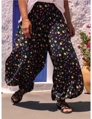 Pantalón Tipo Globo Lagenlook - Tallas Grandes (44-58), Colores Negro, Gris, Amarillo, Viscosa, Cintura Elástica