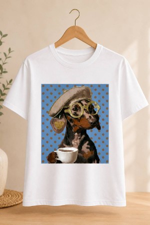 CAMISETA DOG LUNARES AZUL