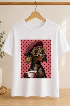 CAMISETA DOG LUNARES NARANJA