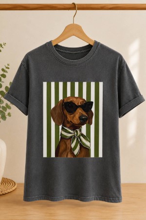 CAMISETA DOG RAYAS NEGRO