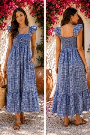 VESTIDO GANDIA VICHY AZUL