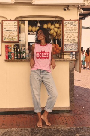 CAMISETA BORDE ROSA