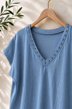 CAMISETA TACHUELAS AZUL 2