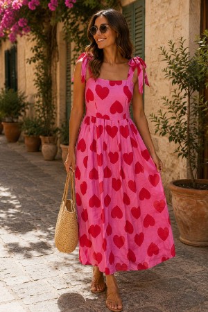 VESTIDO CORAZONES ROSA
