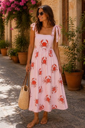 VESTIDO CANGREJOS ROSA
