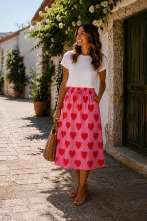FALDA CORAZONES ROSA
