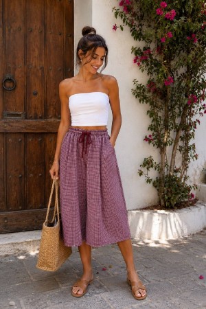PANTALON CUADRO VICHY GRANATE