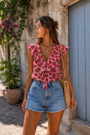 BLUSA TIRANTES TOMATES ROJO