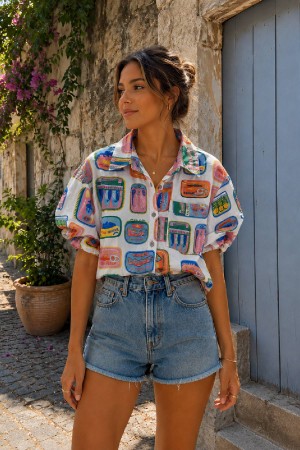 BLUSA PECES BLANCO