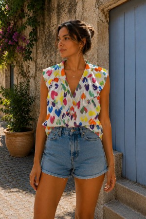 BLUSA TIRANTES CORAZONES...