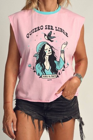 CAMISETA QUIERO SER LIBRE ROSA 2