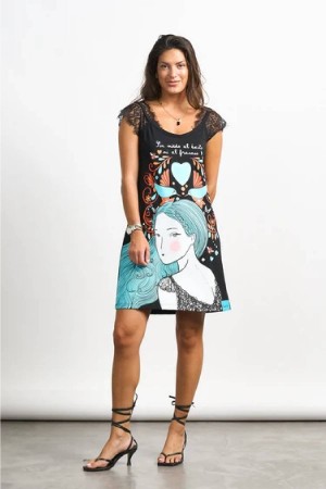 VESTIDO AZUL NEGRO