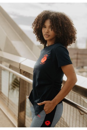 CAMISETA AMAPOLAS NEGRO