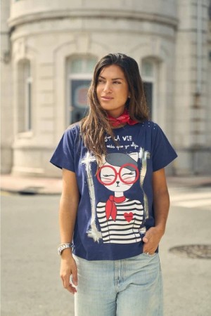 CAMISETA OH LA LA MARINO