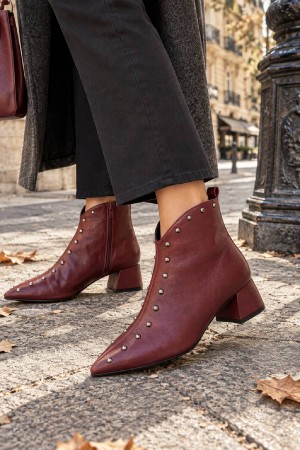 BOTIN MAGA PIEL BURDEOS